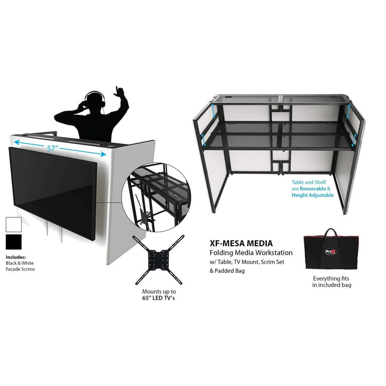 ProX XF-MESA Media MK2 DJ Facade Mixer Table Station - TV Mount