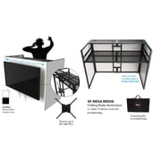 ProX XF-MESA MEDIA MK2 DJ Facade Table Station withTV Mount, Black and White