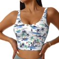 thumbnail image 1 of Balery Hawaii Palms Sujetadores deportivos con espalda cruzada para mujer, acolchados, sin costuras, de alto impacto, ideales para yoga, gimnasio, entrenamiento y fitness.-Small, 1 of 8