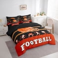 thumbnail image 3 of jejeloiu Rugby Football Sport 7 Pieces Bedding Comforter Set,Ball Game Lovers Full Bedding Set,Orange Helmet Fitted Sheet Flat Sheet For Kids,Super Cozy Room Decor Reversible, 3 of 8