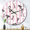 thumbnail image 2 of Designart 'Flamingo On Pink Mid-Century Modern Wall Clock, 2 of 4