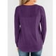 thumbnail image 2 of Camiseta de manga larga con cuello redondo para mujer, jersey de color puro con botones, ajuste holgado informal, 2 of 4