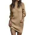 thumbnail image 1 of Kcodviy Automne Hiver Robe Chandail à Manches Longues pour Femmes Grande Taille Col Roulé Couleur Unie Décontractée Robe Chandail pour Femmes Robe Chandail Grande Taille Chandail pour Dames Chandails de Fête pour Femmes Robe, 1 of 6