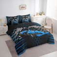 thumbnail image 2 of Manfei Speed Car 7-Piece Twin Bedding,Checkerboard Flag Bedding Comforter Set,Blue,Black Reversible, 2 of 7