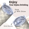 thumbnail image 4 of 20oz Coffee Travel Mug with Handle and Straw, Geometric Stainless Steel Double Wall Insulated Tumbler Leak Proof, 4 of 5