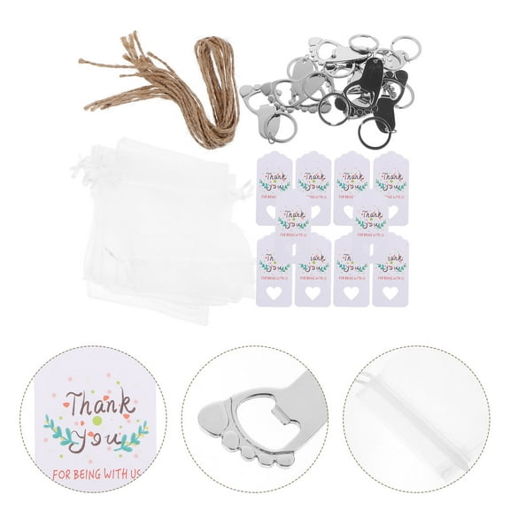 GOOHOCHY 10 Sets Thank You Tags Footprint Keychain Charms