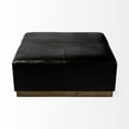 thumbnail image 2 of Black Leather Ottoman with Metal Base, 2 of 5