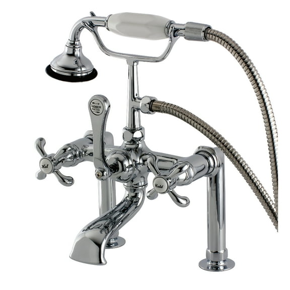Aqua Vintage AE104T1TX French Country 7" Center Deck-Mount Clawfoot Tub Faucet with Hand Shower, Polished Chrome