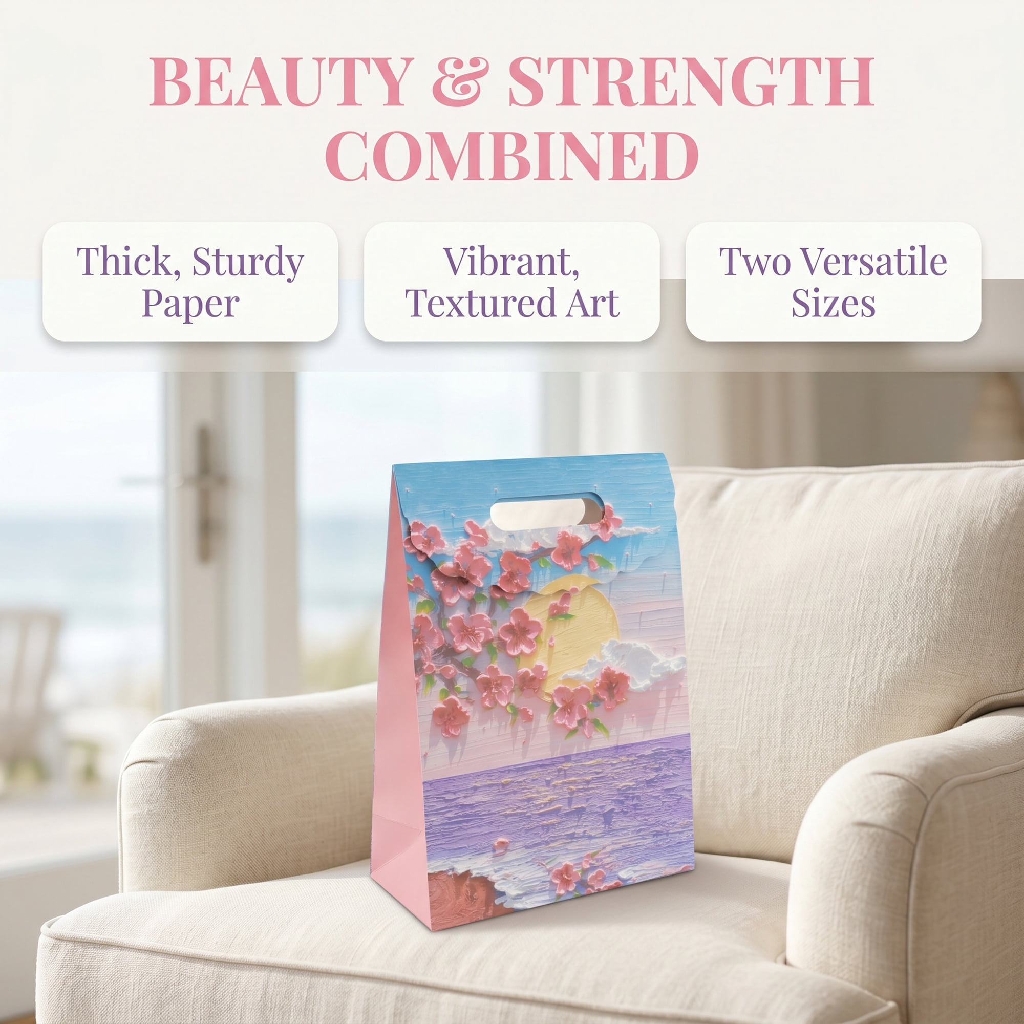 Unique Bargains Thickened Gift Bags with Comfortable Handles Sea Moon 7.5" x 3.5" x 10.6"