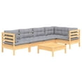 thumbnail image 3 of vidaXL 6 Piece Patio Lounge Set with Gray Cushions Pinewood, 3 of 8