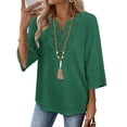 thumbnail image 3 of WIHOLL 3/4 Length Sleeve Summer Tops for Women Trendy Blouses V Neck Lace Shirt Beach Vacation Cruise Outfits, 3 of 11