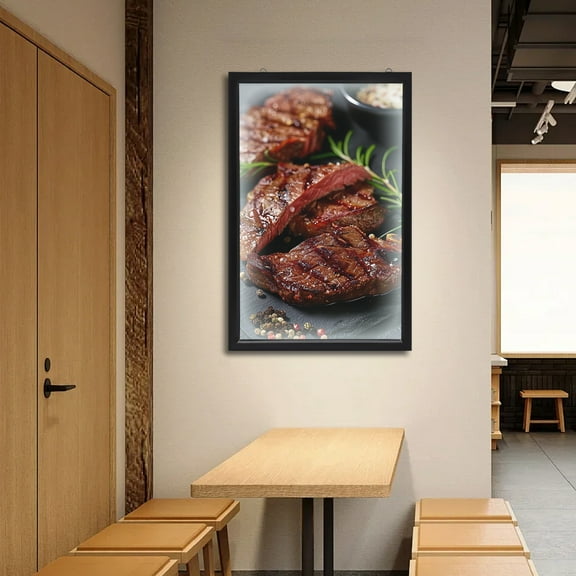 LED Poster Light Box Frame, Black Aluminum Alloy, Wall-Mount, 24"x36", Soft Light, No Assembly Required for Advertisements, Exhibitions, and Home Decor