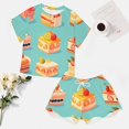 thumbnail image 4 of Cartoon Cake Women's Ruffle Short Sleeve Tops And Shorts Cute Peeps Bunny Pajamas Sets, 4 of 7