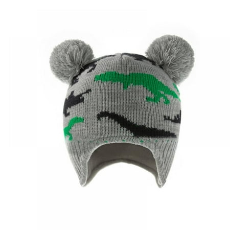 

Toddler Kids Winter Beanie Hat Earflap Knit Warm Cap Fleece Lined Beanie for Baby Boys Girls