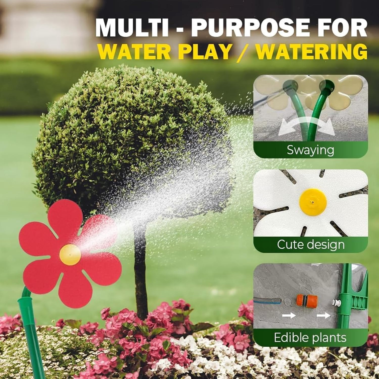 Guvpev Crazy Daisy Sprinkler, 2026 Upgrade Dancing Daisy Garden Sprinkler, 360 Degree Rotating Flower Water Sprinkler Toy, Fun Dancing Yard Sprinklers for Lawn Irrigation and Outdoor Summer Play