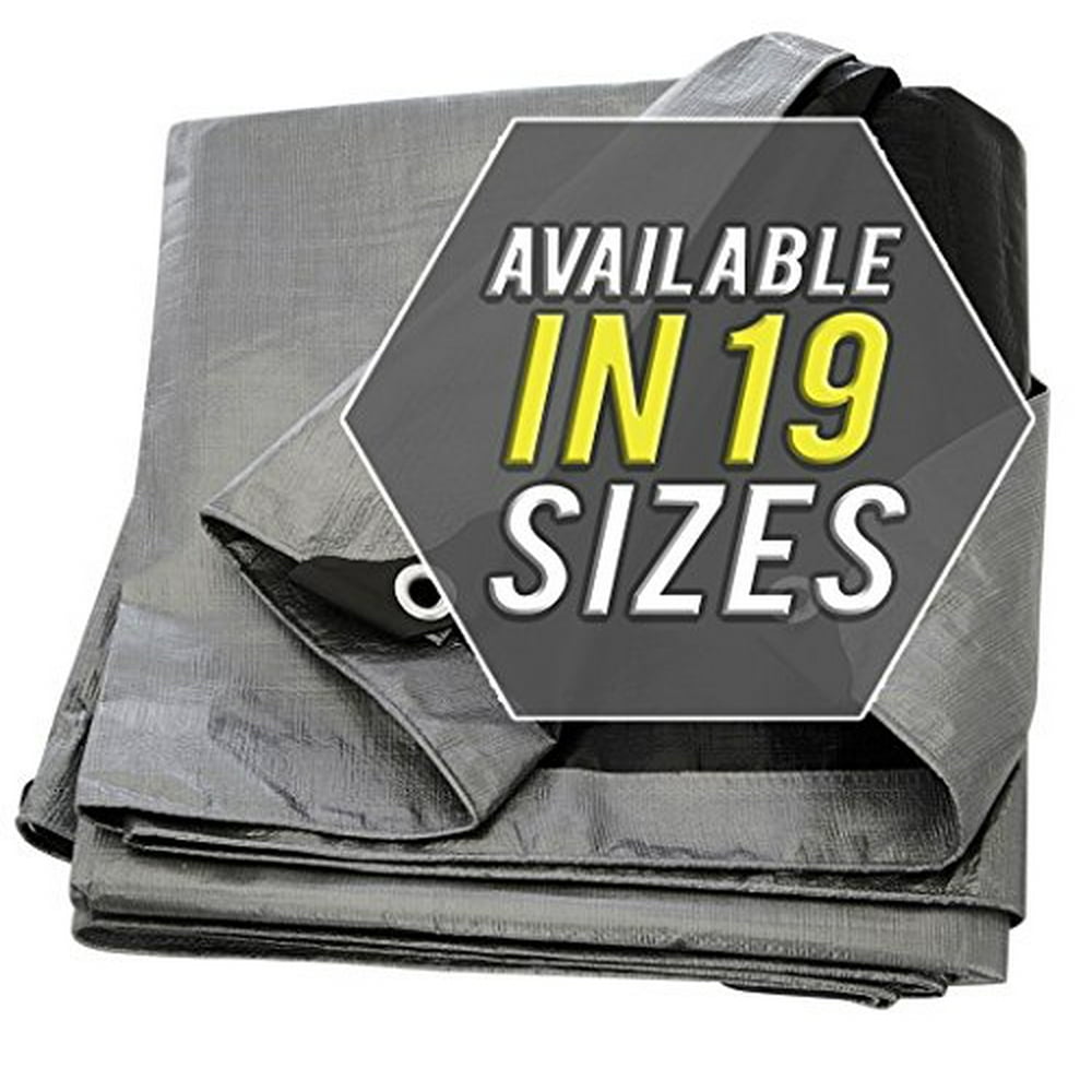 Tarp Cover Silver/Black 20X30 Heavy Duty Thick Material, Waterproof, Great for Tarpaulin Canopy