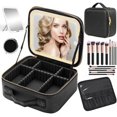 thumbnail image 1 of Bolsa de Maquillaje Profesional con Espejo LED,con Peque&ntilde;o Espejo,Juego de Brochas de Maquillaje（14 Piezas）,estuche de viaje de maquillaje con divisores ajustables,her, 1 of 7