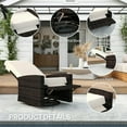 thumbnail image 6 of Topcobe Outdoor Wicker Swivel Lounge Chair, with Elevating Footrest, 360-Degree Spin, Waterproof Cushions, Khaki Fabric, 6 of 10