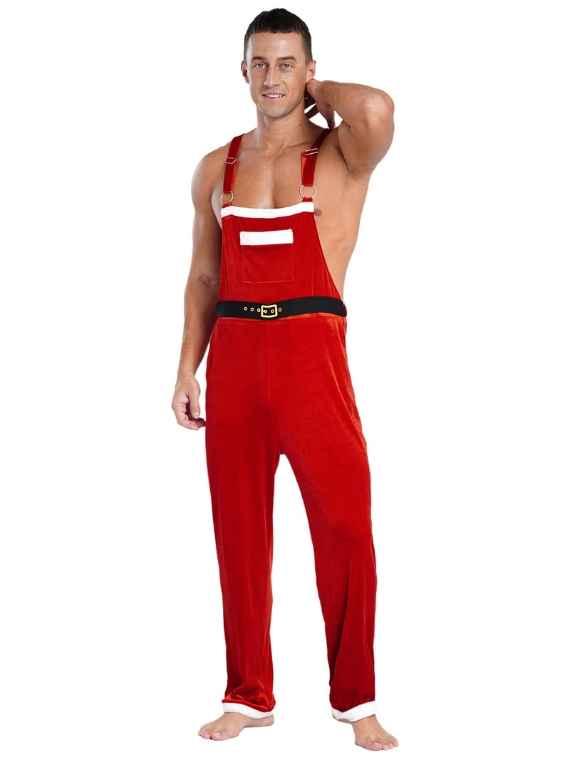 Zaldita Mens Christmas Flannel Dungarees Overalls Adjustable