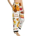 thumbnail image 2 of Disketp Thanksgiving Print Women'S Comfy Pajama Pants Casual Drawstring Palazzo Lounge Wide Leg Pants, 2 of 9