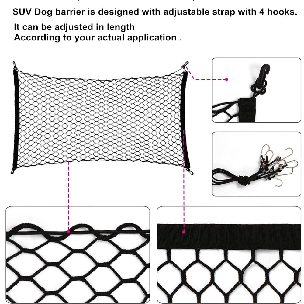 SUV Dog Car Net Barrier - Pet Car Partition Rear Seat Barrier Mesh, Easy to Install and Remove, Adjustable Car Dog Partition for Trucks, SUVs, Vans, Car Net Organizer Bag (47 * 27 inches)