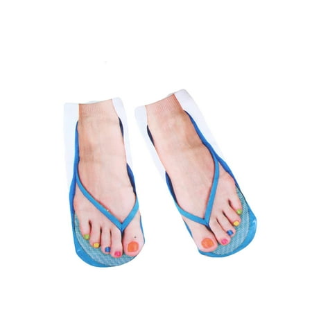 

3D Pattern Socks Women Print Socks Casual Personalized Flip Flop Socks Low Cut Ankle Socks