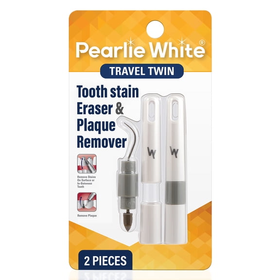 Pearlie White Travel Twin Plaque and Tooth Stain Remover For a Healthy Mouth