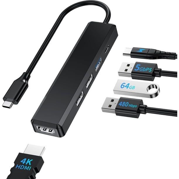Hub USB C 4K/ PD100W/ USB 3.0 5Gbps puerto de datos/2 USB-A, estación de acoplamiento para computadora USB C Dock tipo C adaptador multipuerto para Pro/Air, , 17/16/15