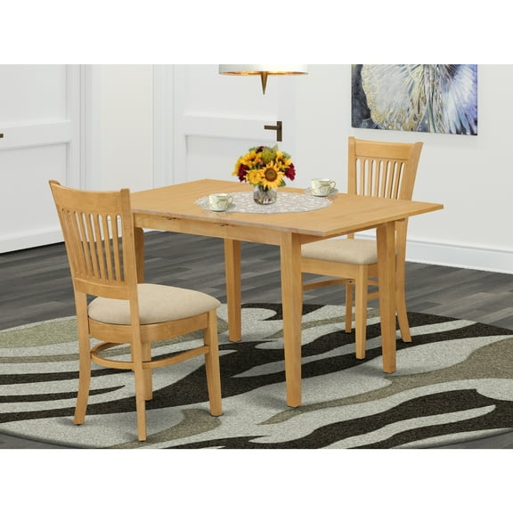East West Furniture NOVA3-OAK-C 3 Pc Dining room set - small Dining Table and 2 dinette Chairs