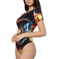 thumbnail image 2 of Lsque Mario Women's Crew Neck Short Sleeve Bodysuit Basic T Shirts Tops Onesie Adult Cute Pajama-XX-Large, 2 of 8