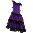 thumbnail image 3 of Hansber Kids Girls Flamenco Dress Bull Dance Maxi Dress Spanish Dance Performance Costume Purple 8, 3 of 6
