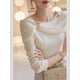 thumbnail image 5 of Women Fashion Solid Scarf Collar Soft Wool Sweaters 2024 Autumn Winter New Temperament Slim Knitted Pullovers Commute Tops, 5 of 5
