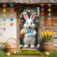 thumbnail image 5 of Easter Bunny Door Cover Banner, Easter Rabbit Flower Door Cover Decorations Easter Front Door Wall Backdrop,Easter Door Cover Festival Party Indoor and Outdoor Door Curtains Hanging Cloth Flags, 5 of 9