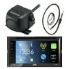 JVC KW-V820BT 6.8" Inch Double DIN Touch Screen Car CD DVD USB Bluetooth Stereo Receiver Bundle Combo With Kenwood Rearview Wide Angle View Backup Camera, Enrock 22" AM/FM Radio Antenna