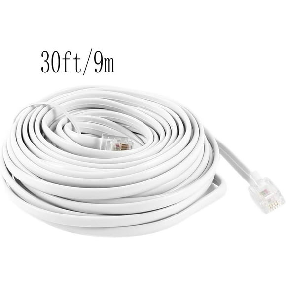 Bluesky White Male RJ11 to male RJ11 6P4C Modular Telephone Extenstion Lead Cable Cord 9M 30ft