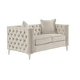 thumbnail image 4 of Pemberly Row Chesterfield Button Tufted Velvet Fabric Modern Loveseat-Beige, 4 of 6