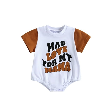 

RSRZRCJ Newborn Infant Baby Boy Girl Summer Outfit Letter Print Short Sleeve Romper Bodysuit About Mom Clothes (White 0-3 Months)