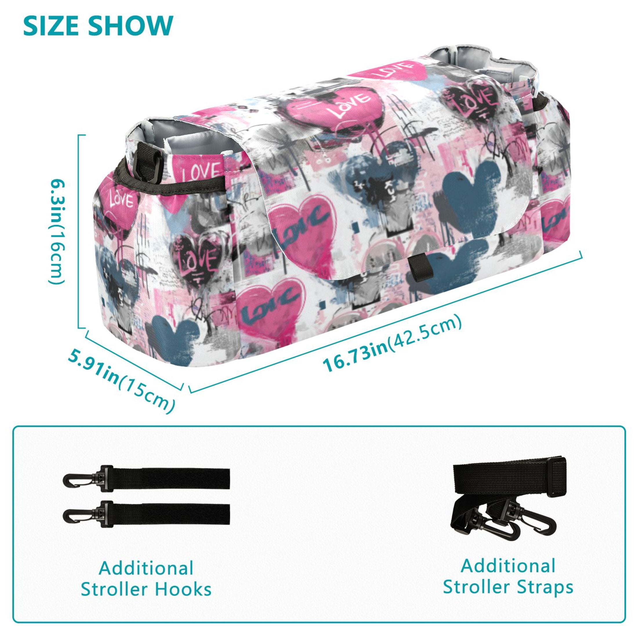 DIXRUYEE Stroller Organizer Pink Love Graffiti Printed