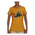 thumbnail image 2 of Colorful Rainbow Moose Head Wildlife Animal Lover Womens Graphic T-Shirt, Gold, Small, 2 of 3