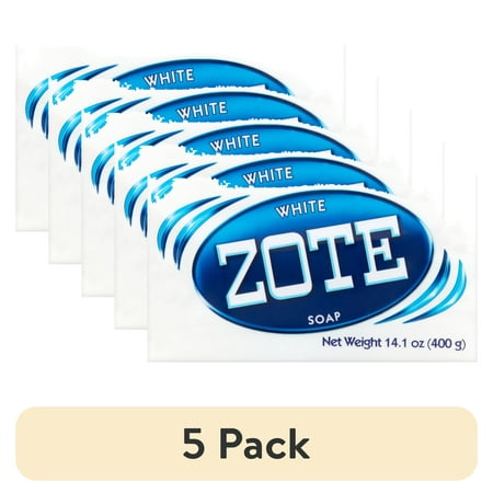 (5 pack) Zote White Laundry Bar Soap, Hand & Machine Wash, All Ages, Gentle & Long-Lasting, Laundry Detergent, Bar Cleanser with Sodium Tallowate, 14.1 oz