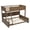 Brown, variant on Twin XL Over Queen Bunk Bed with Storage Cabinets & USB Ports, Solid Wood Loft Bed with Guardrails, Space Saving Bed for Bedroom, Antique White