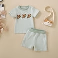 thumbnail image 2 of Ymyiu Boy Summer Clothes Toddler Baby Boy Summer Clothes Short Sleeve T-Shirt Elastic Waist Shorts Set 2 Piece Outfit 3-6 Months (Light Green,3-6 Months), 2 of 9