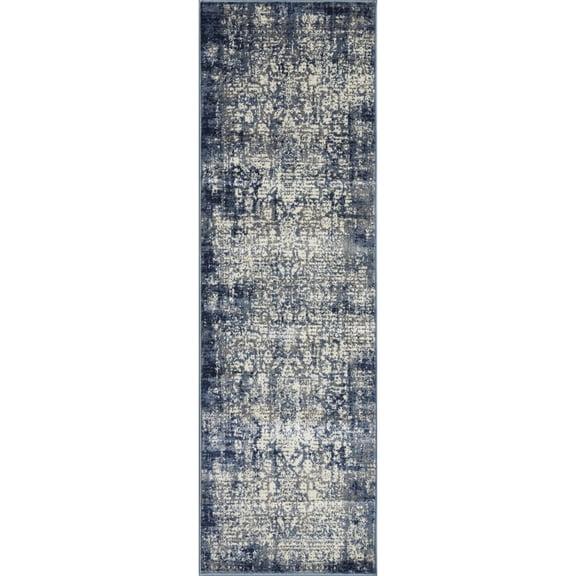 Loomaknoti Aysal Athna 2' x 7' Blue Oriental Indoor Runner Rug