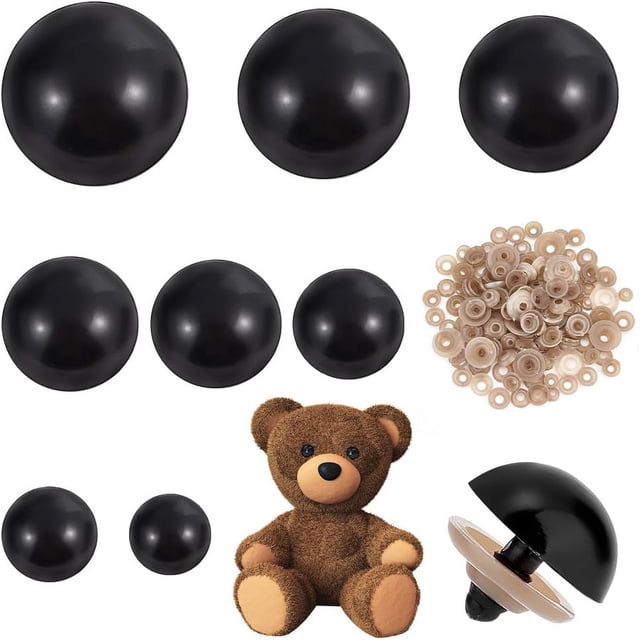 180 juegos de ojos de seguridad para amigurumi, 8 tamaños, ojos de ganchillo, ojos de seguridad de plástico para amigurumi con arandelas, ojos para animales de peluche.