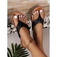 thumbnail image 1 of New Summer Woven Flip Flops For Women, Stylish Open Toe Flat Slides With Soft Sole For Beach, Outdoor, 1 of 5