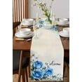 thumbnail image 4 of Spring Blue Rose Table Runner 72 Inches, Green Leaves Vintage Country Rustic Bed Runner Dresser Scarves Tabletop for Indoor Outdoor Parties/Ceremony/Banquet, 18" x 72", 4 of 8