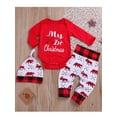 thumbnail image 3 of Hirigin My 1st Christmas Outfit Newborn Baby Boy Girl Xmas Clothes 3 6 9 12 18 Month Long Sleeve Letter Print Romper + Long Pants + Hat Set, 3 of 7