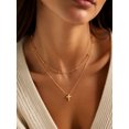 thumbnail image 3 of KeyStyle Cross Necklace for Women,Double Layered Cross Pendant 14K Gold Plated over Copper Christmas Easter Christian Jewelry Gifts, 3 of 10