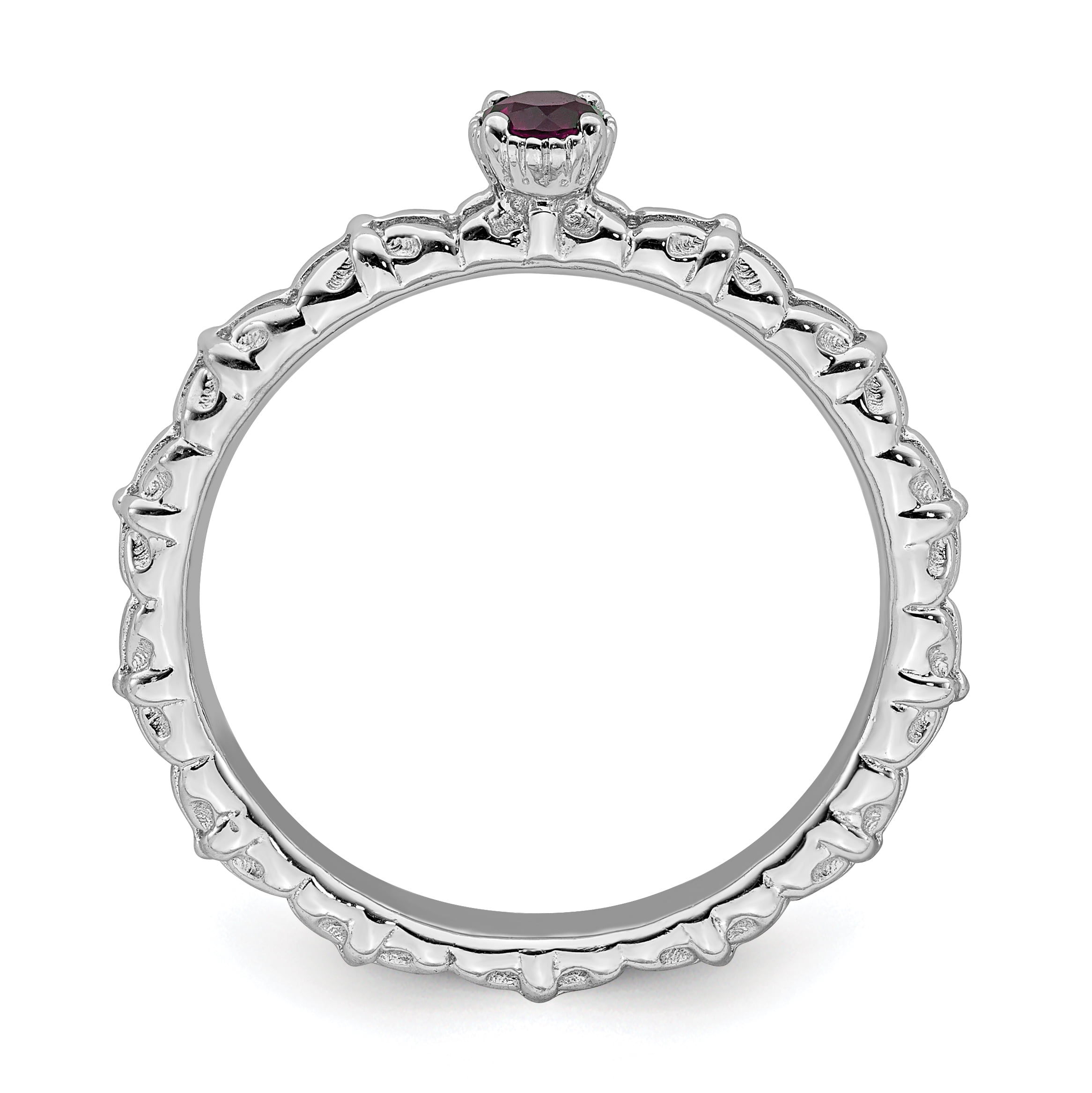 Created Ruby Sterling Silver Single-Stone Ring