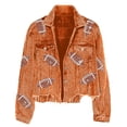 thumbnail image 5 of Womens Cardigan Corduroy Football Sequin Jacket Baseball Casual Jacket Outfits Clothes, 5 of 5